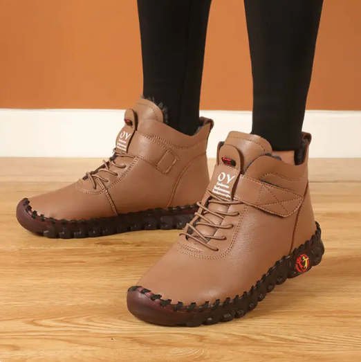 Bottines courtes en fourrure épaisse pour femmes - Chaussure Ideale