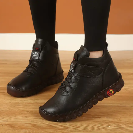 Bottines courtes en fourrure épaisse pour femmes - Chaussure Ideale