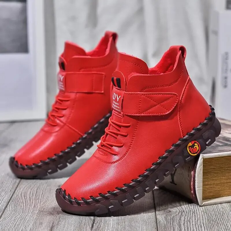 Bottines courtes en fourrure épaisse pour femmes - Chaussure Ideale